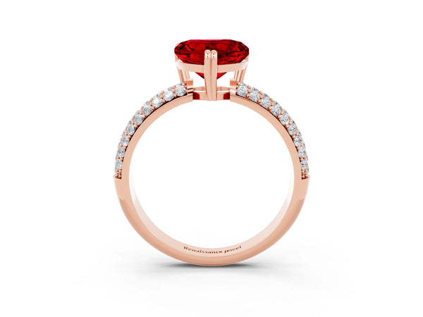 Rose gold Heart Cut Cut Diamond Milgrain Marquise Band with Prong Setting