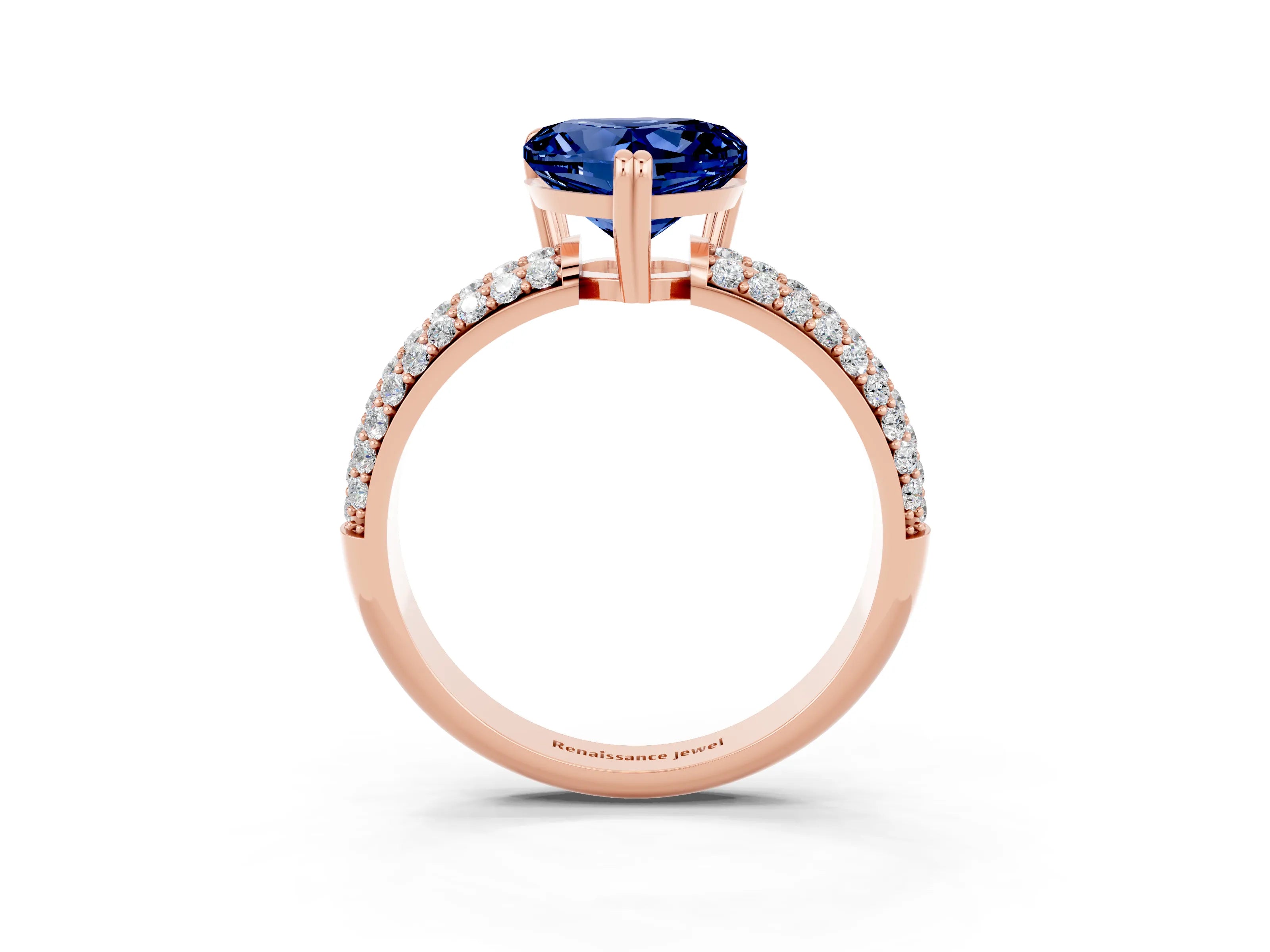 Rose gold Heart Cut Cut Diamond Milgrain Marquise Band with Prong Setting_3