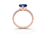 Rose gold Heart Cut Cut Diamond Milgrain Marquise Band with Prong Setting_3