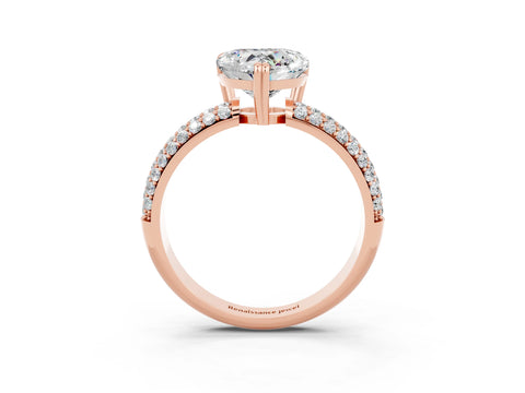 Rose gold Heart Cut Cut Diamond Milgrain Marquise Band with Prong Setting_3