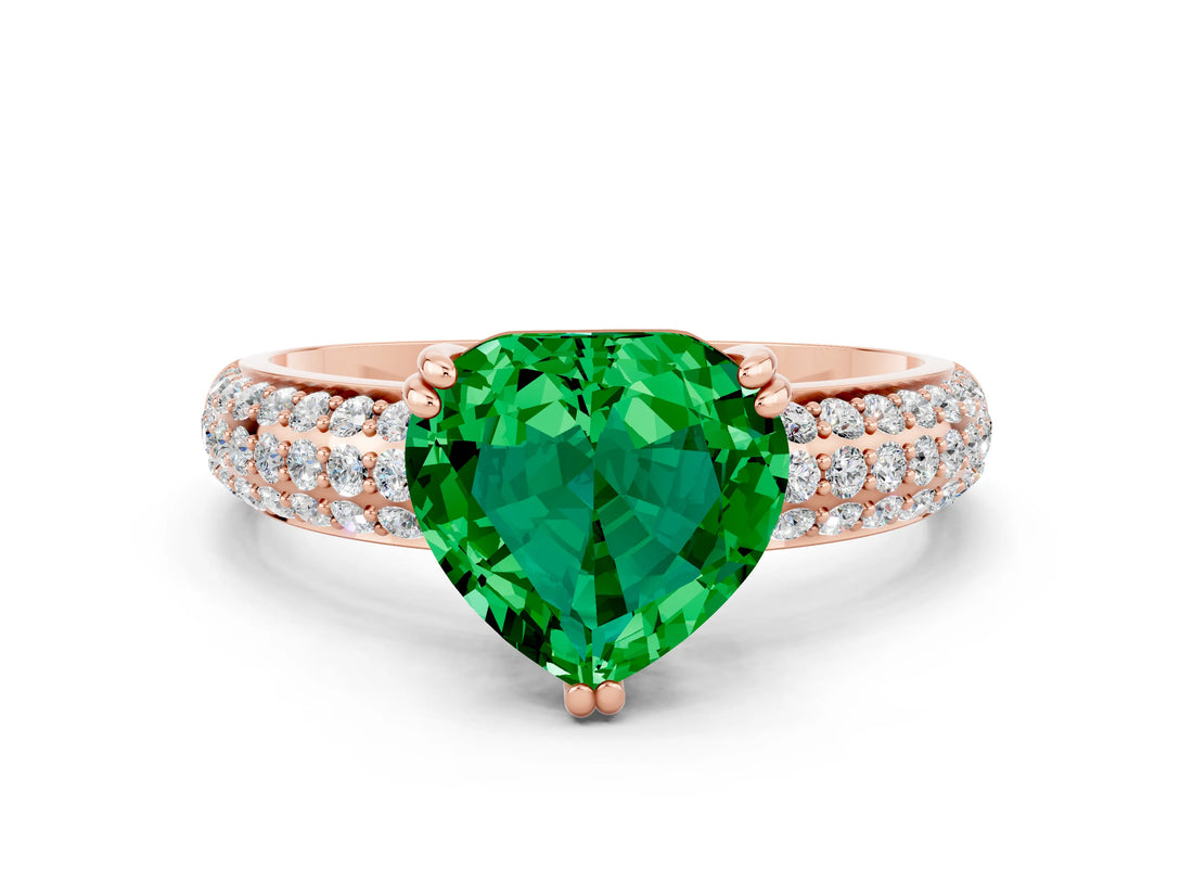Rose gold Heart Cut Cut Diamond Milgrain Marquise Band with Prong Setting