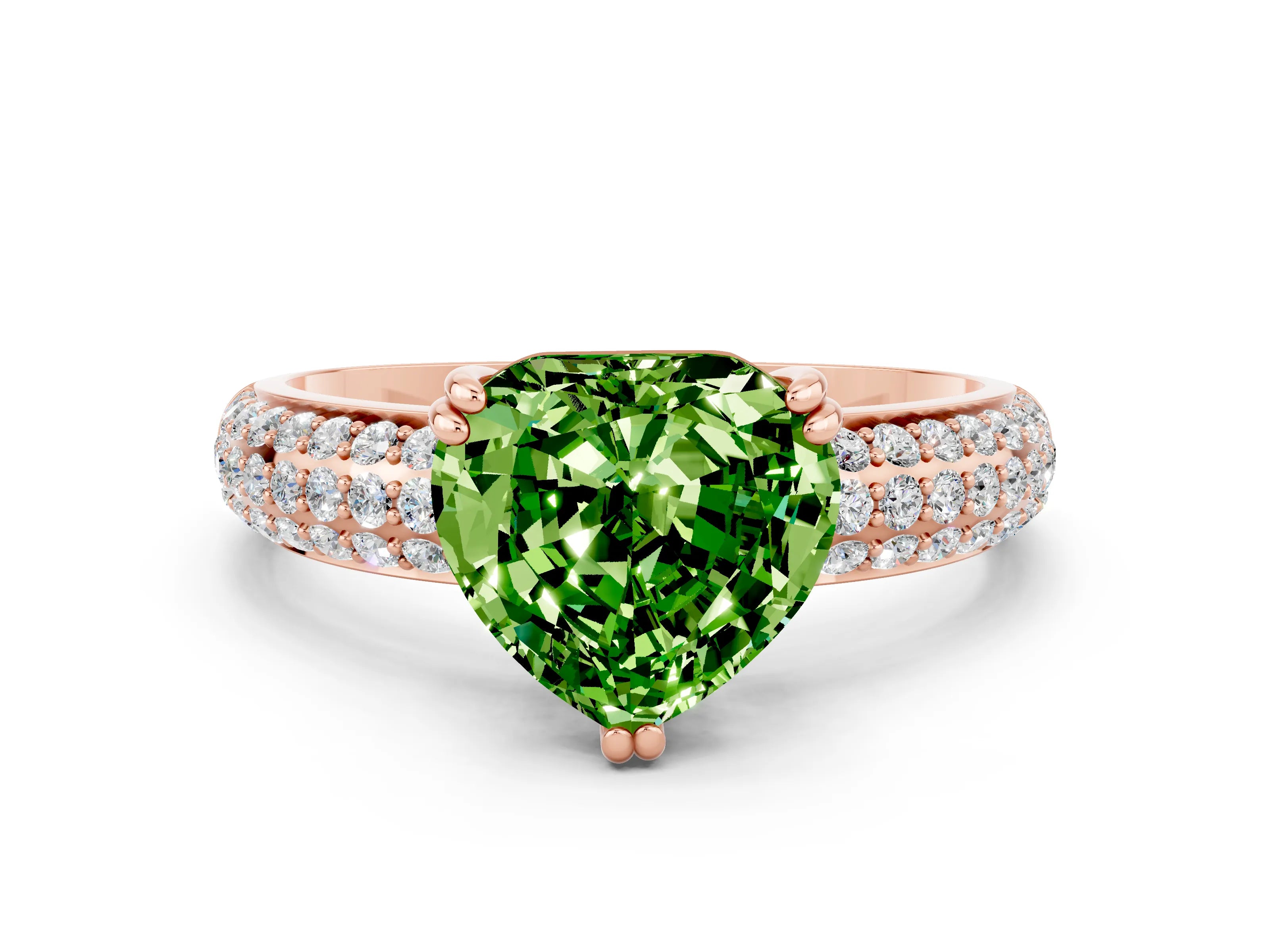 Rose gold Heart Cut Cut Diamond Milgrain Marquise Band with Prong Setting