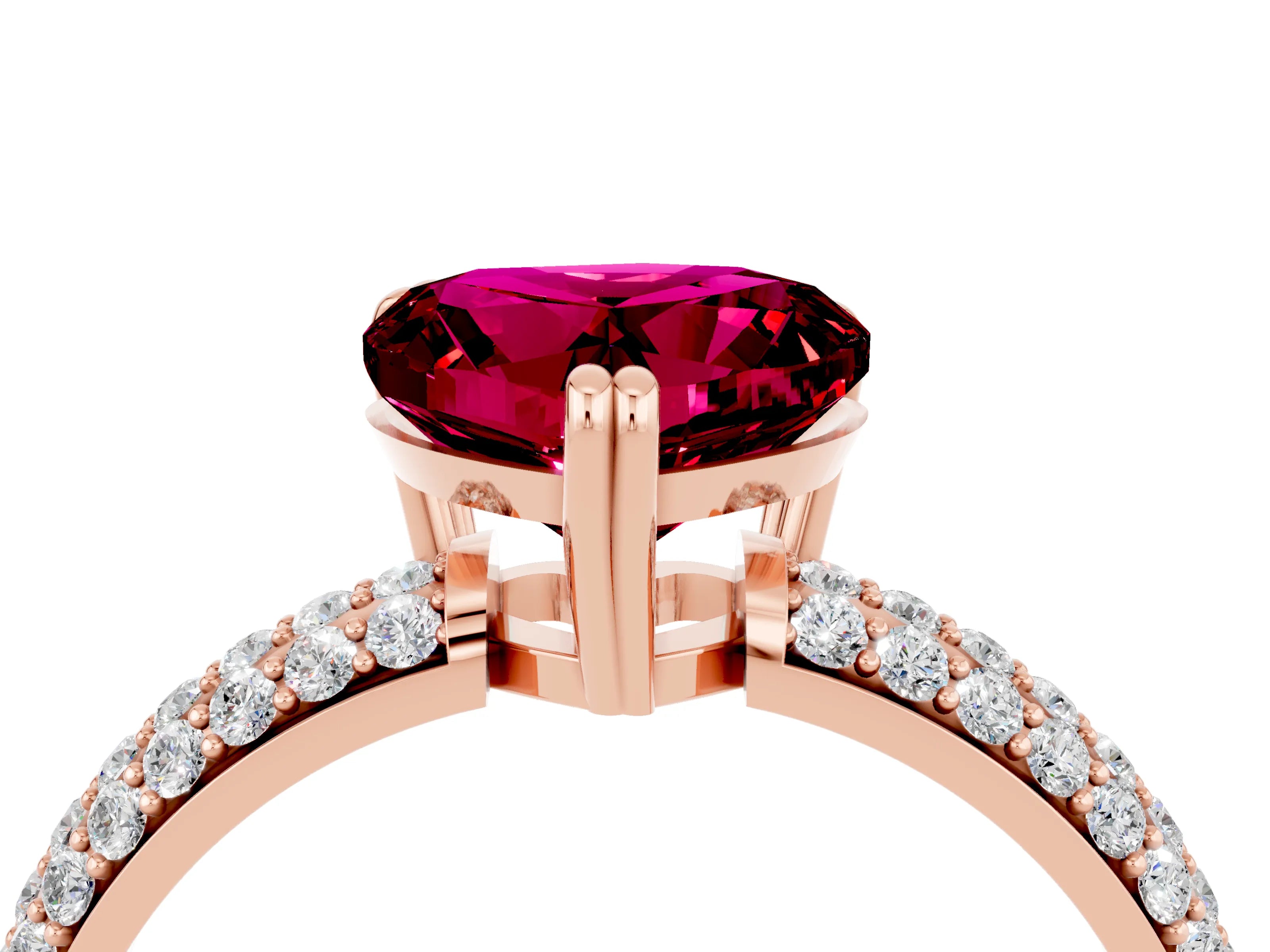 Rose gold Heart Cut Cut Diamond Milgrain Marquise Band with Prong Setting_4