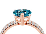 Rose gold Heart Cut Cut Diamond Milgrain Marquise Band with Prong Setting_4
