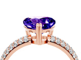 Rose gold Heart Cut Cut Diamond Milgrain Marquise Band with Prong Setting_4