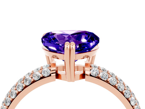 Rose gold Heart Cut Cut Diamond Milgrain Marquise Band with Prong Setting_4