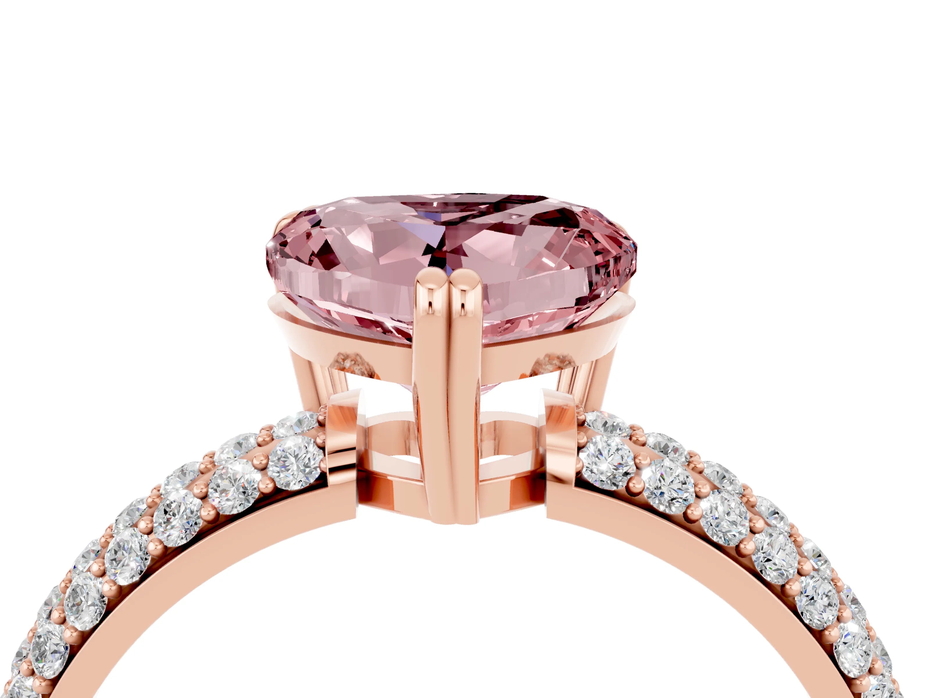 Rose gold Heart Cut Cut Diamond Milgrain Marquise Band with Prong Setting_4
