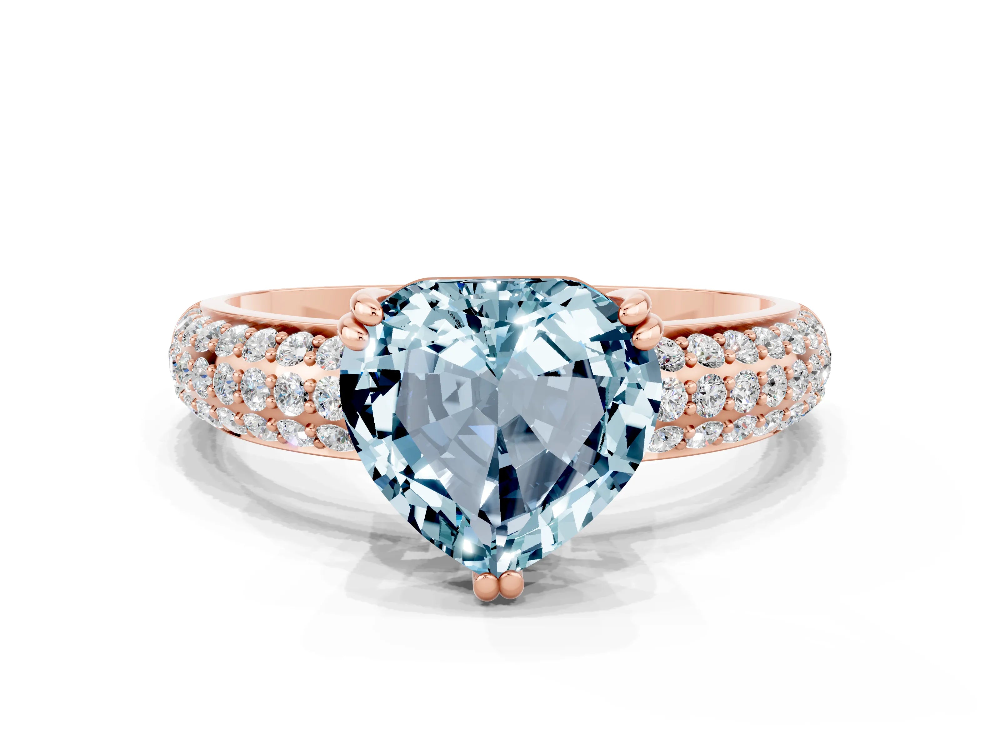 Rose gold Heart Cut Cut Diamond Milgrain Marquise Band with Prong Setting