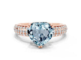 Rose gold Heart Cut Cut Diamond Milgrain Marquise Band with Prong Setting