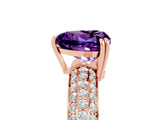 Rose gold Heart Cut Cut Diamond Milgrain Marquise Band with Prong Setting_5