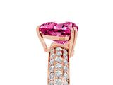 Rose gold Heart Cut Cut Diamond Milgrain Marquise Band with Prong Setting_5