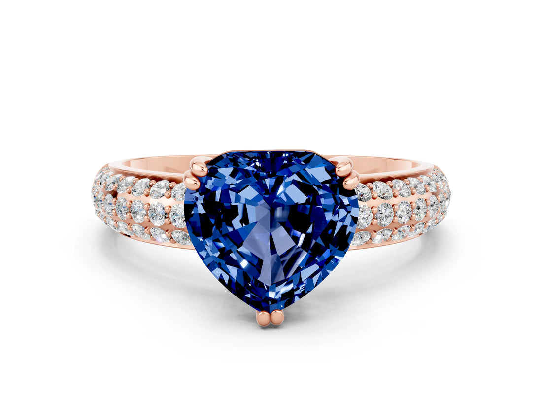 Rose gold Heart Cut Cut Diamond Milgrain Marquise Band with Prong Setting