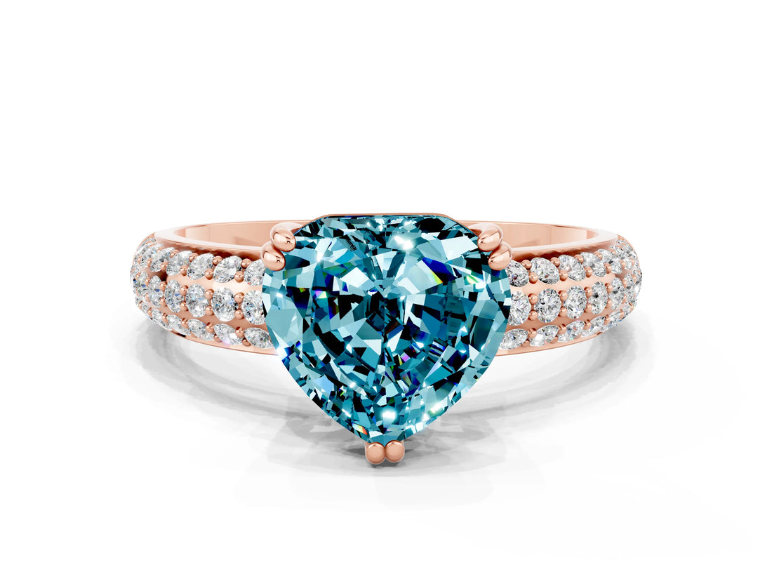Rose gold Heart Cut Cut Diamond Milgrain Marquise Band with Prong Setting