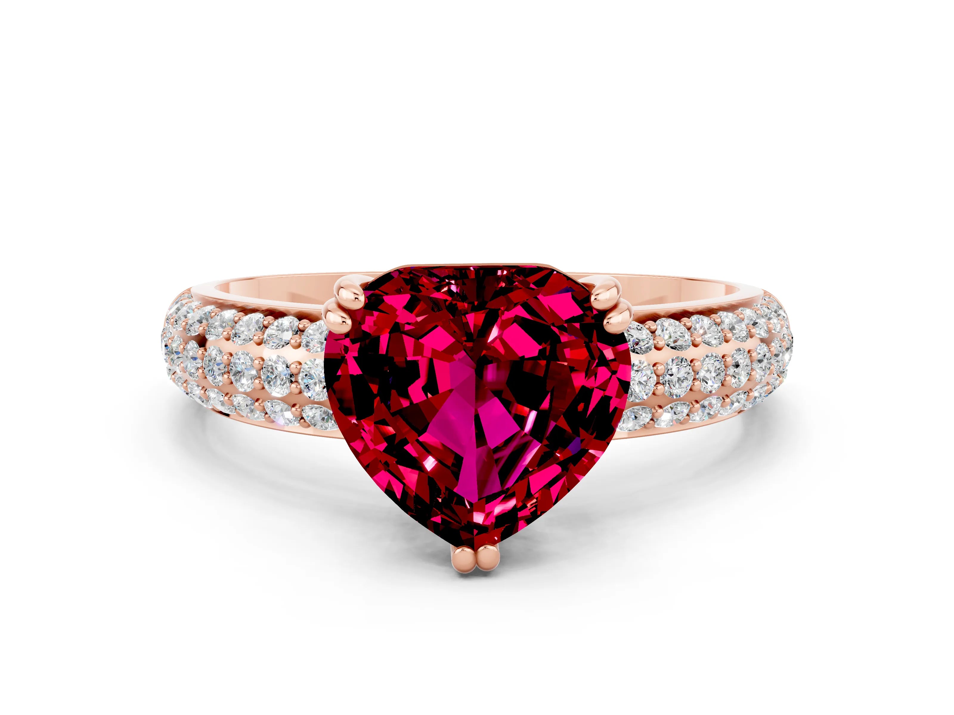 Rose gold Heart Cut Cut Diamond Milgrain Marquise Band with Prong Setting