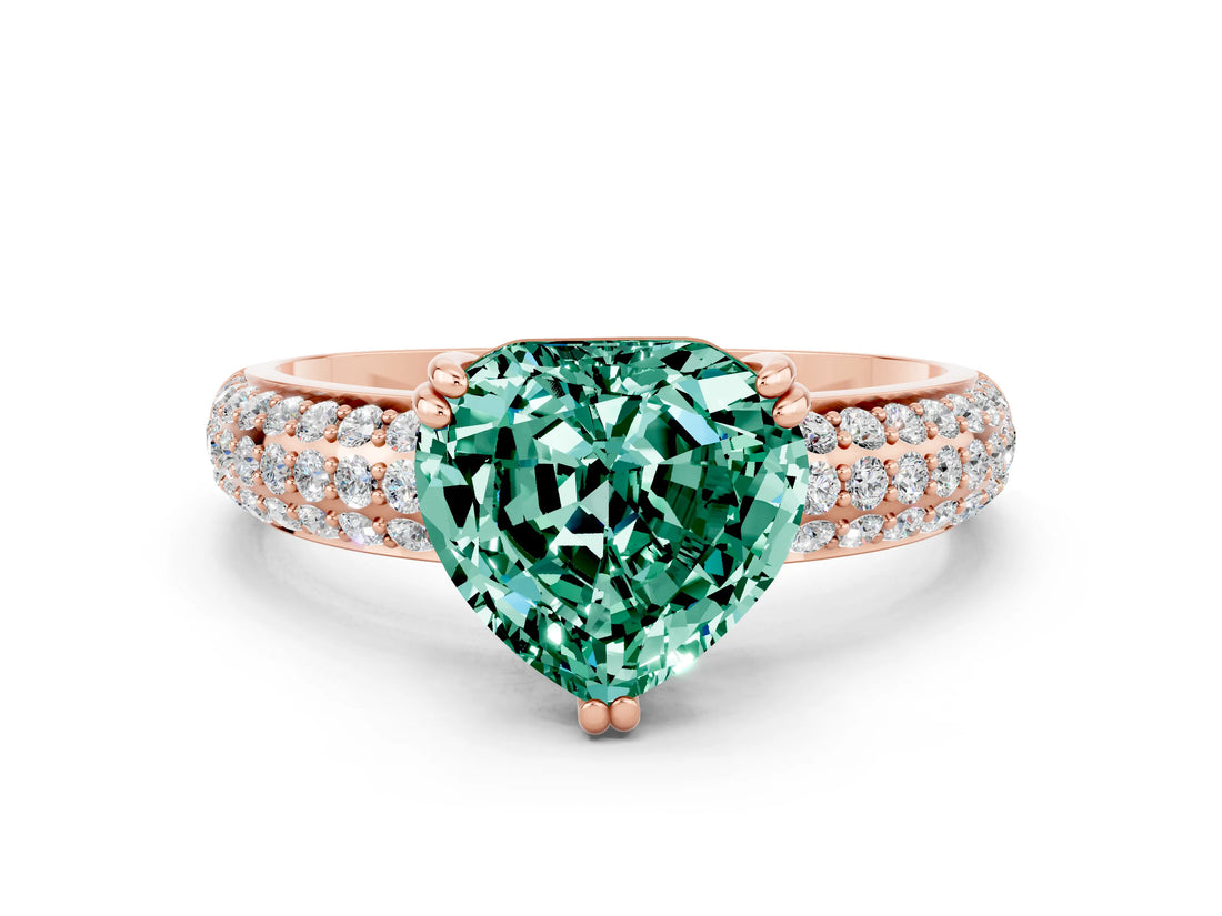 Rose gold Heart Cut Cut Diamond Milgrain Marquise Band with Prong Setting