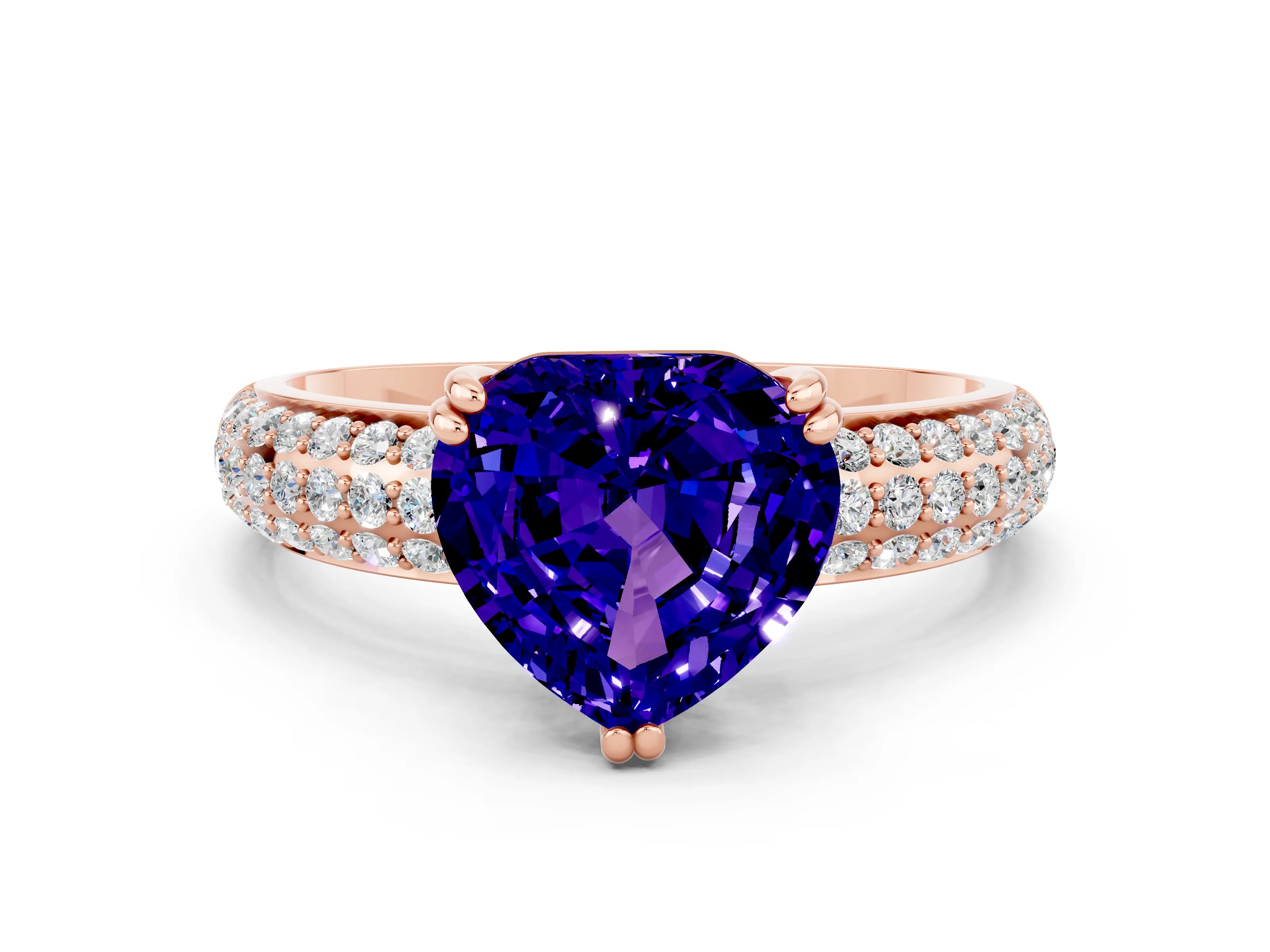 Rose gold Heart Cut Cut Diamond Milgrain Marquise Band with Prong Setting