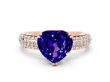 Rose gold Heart Cut Cut Diamond Milgrain Marquise Band with Prong Setting