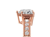 Rose gold Heart Cut Cut Diamond Milgrain Pave Band Four-Prong Setting Ring_8