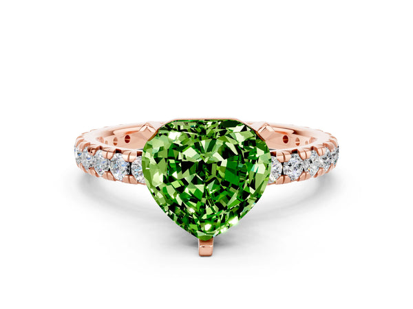 Rose gold Heart Cut Cut Diamond Pavé Band with Four-Prong Setting