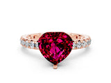 Rose gold Heart Cut Cut Diamond Pavé Band with Four-Prong Setting