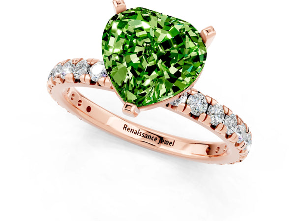 Rose gold Heart Cut Cut Diamond Pavé Band with Four-Prong Setting