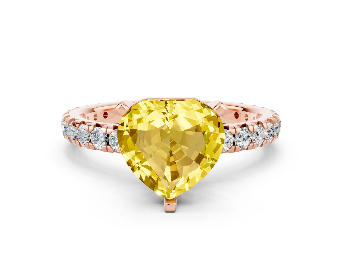 Rose gold Heart Cut Cut Diamond Pavé Band with Four-Prong Setting