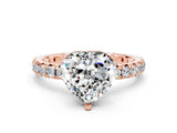 Rose gold Heart Cut Cut Diamond Pavé Band with Four-Prong Setting