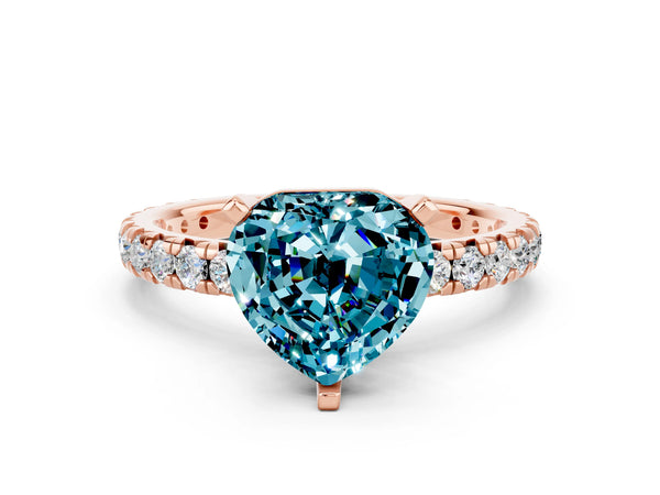Rose gold Heart Cut Cut Diamond Pavé Band with Four-Prong Setting