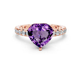 Rose gold Heart Cut Cut Diamond Pavé Band with Four-Prong Setting