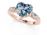 Rose gold Heart Cut Cut Diamond Ring with Tapered Baguette Side Stones in Four-Prong Setting_1