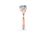 Rose gold Heart Cut Cut Diamond Ring with Tapered Baguette Side Stones in Four-Prong Setting_2