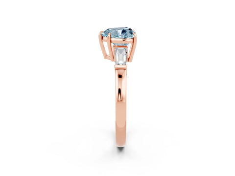 Rose gold Heart Cut Cut Diamond Ring with Tapered Baguette Side Stones in Four-Prong Setting_2