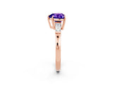 Rose gold Heart Cut Cut Diamond Ring with Tapered Baguette Side Stones in Four-Prong Setting_2