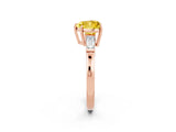 Rose gold Heart Cut Cut Diamond Ring with Tapered Baguette Side Stones in Four-Prong Setting_2