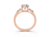 Rose gold Heart Cut Cut Diamond Ring with Tapered Baguette Side Stones in Four-Prong Setting_3