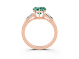 Rose gold Heart Cut Cut Diamond Ring with Tapered Baguette Side Stones in Four-Prong Setting_3