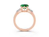 Rose gold Heart Cut Cut Diamond Ring with Tapered Baguette Side Stones in Four-Prong Setting_3