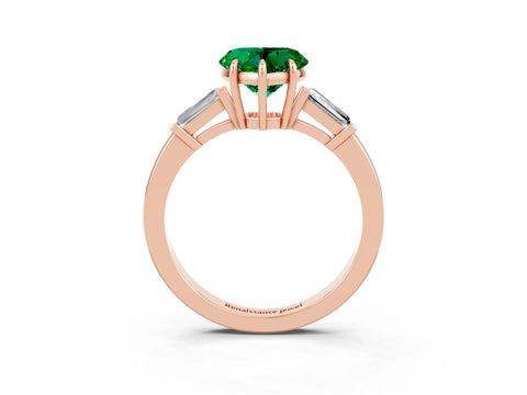 Rose gold Heart Cut Cut Diamond Ring with Tapered Baguette Side Stones in Four-Prong Setting_3