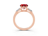 Rose gold Heart Cut Cut Diamond Ring with Tapered Baguette Side Stones in Four-Prong Setting_3