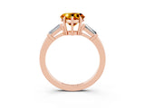 Rose gold Heart Cut Cut Diamond Ring with Tapered Baguette Side Stones in Four-Prong Setting_3