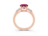 Rose gold Heart Cut Cut Diamond Ring with Tapered Baguette Side Stones in Four-Prong Setting_3