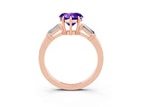 Rose gold Heart Cut Cut Diamond Ring with Tapered Baguette Side Stones in Four-Prong Setting_3