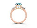 Rose gold Heart Cut Cut Diamond Ring with Tapered Baguette Side Stones in Four-Prong Setting_3