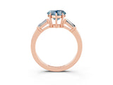 Rose gold Heart Cut Cut Diamond Ring with Tapered Baguette Side Stones in Four-Prong Setting_3