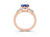 Rose gold Heart Cut Cut Diamond Ring with Tapered Baguette Side Stones in Four-Prong Setting_3