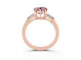 Rose gold Heart Cut Cut Diamond Ring with Tapered Baguette Side Stones in Four-Prong Setting_3