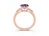 Rose gold Heart Cut Cut Diamond Ring with Tapered Baguette Side Stones in Four-Prong Setting_3