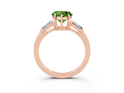 Rose gold Heart Cut Cut Diamond Ring with Tapered Baguette Side Stones in Four-Prong Setting_3