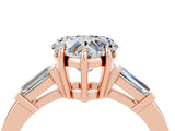 Rose gold Heart Cut Cut Diamond Ring with Tapered Baguette Side Stones in Four-Prong Setting_4