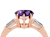 Rose gold Heart Cut Cut Diamond Ring with Tapered Baguette Side Stones in Four-Prong Setting_4